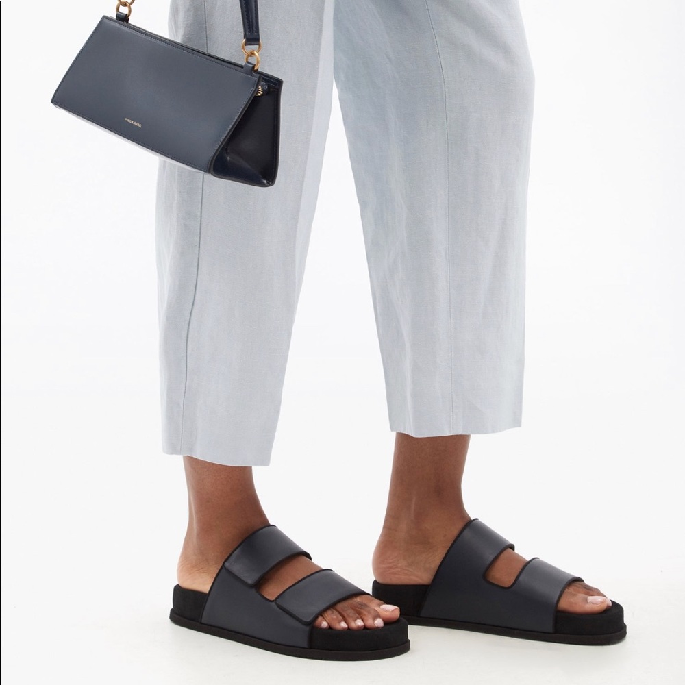 NEOUS - Dombai Suede-lined Leather Slides In Navy - NWT - Size EU 38